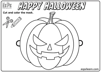 Cut and Color Pumpkin Mask Craft  Fun and Easy Halloween Activity for Kids